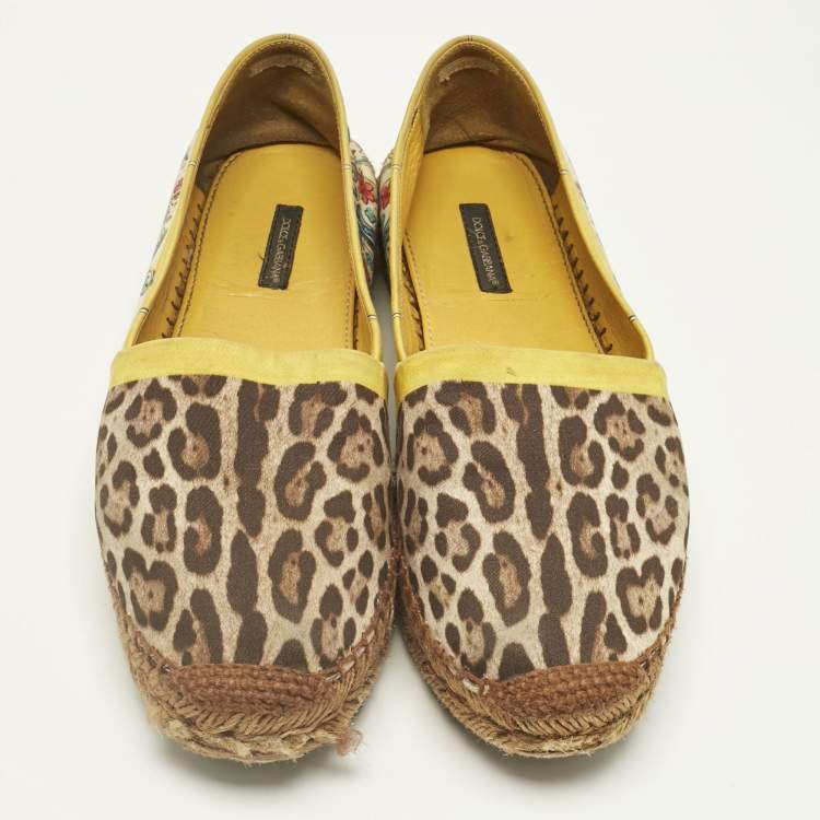 Pre Owned Dolce & Gabbana Multicolor Printed Canvas Espadrille Flats Size 39