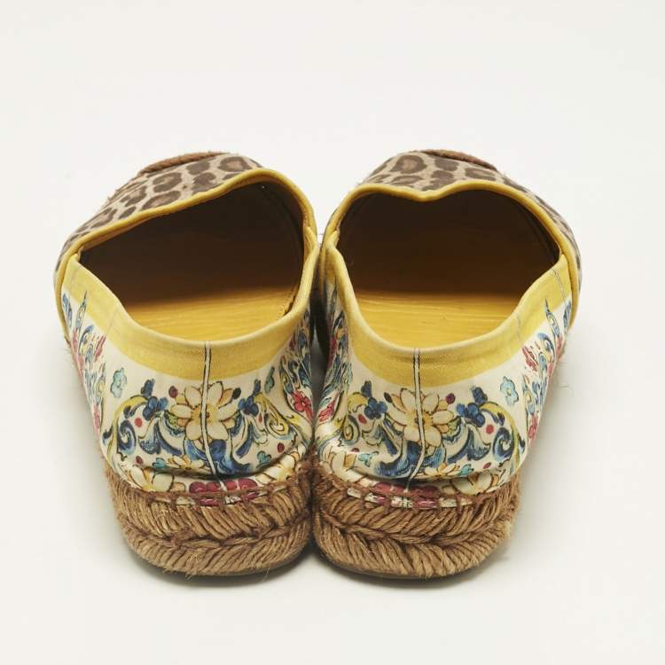 Pre Owned Dolce & Gabbana Multicolor Printed Canvas Espadrille Flats Size 39