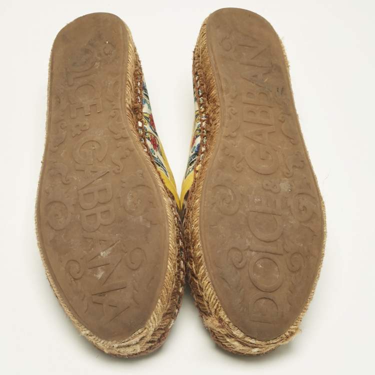 Pre Owned Dolce & Gabbana Multicolor Printed Canvas Espadrille Flats Size 39