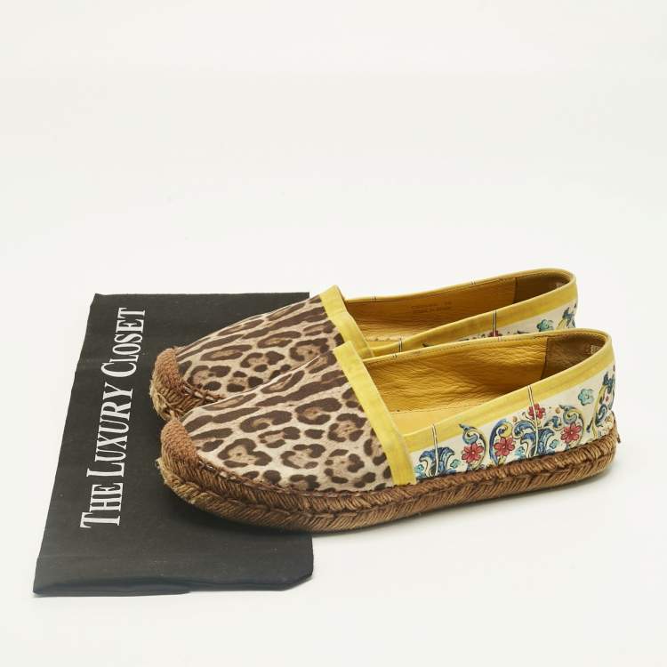 Pre Owned Dolce & Gabbana Multicolor Printed Canvas Espadrille Flats Size 39