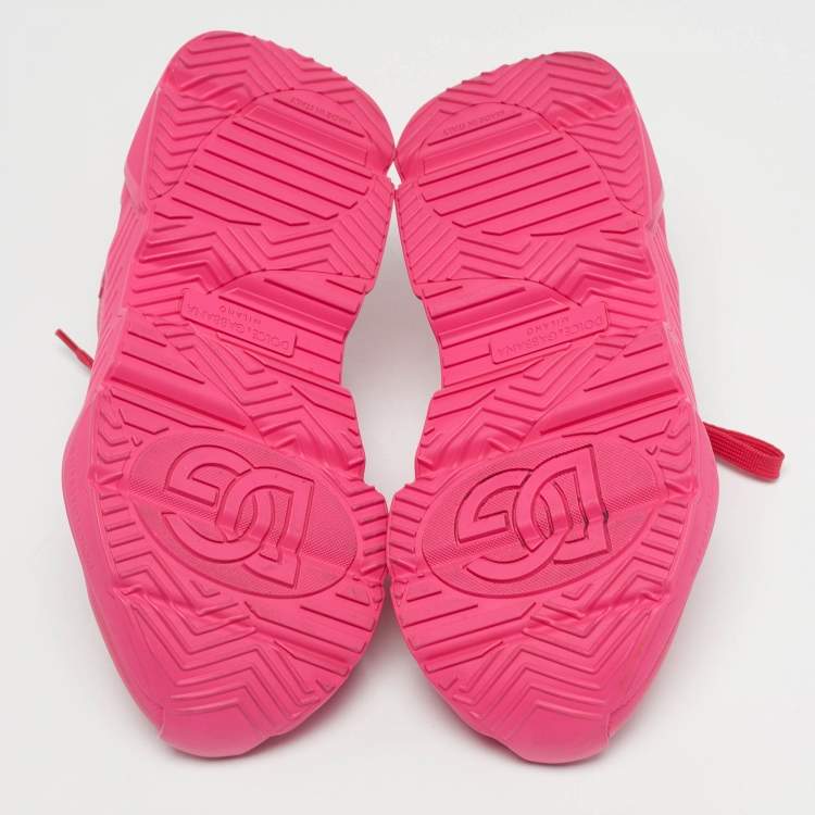 مملوكة مسبقًا Dolce & Gabbana Pink Leather daymaster Lace Up Sneakers Size 37