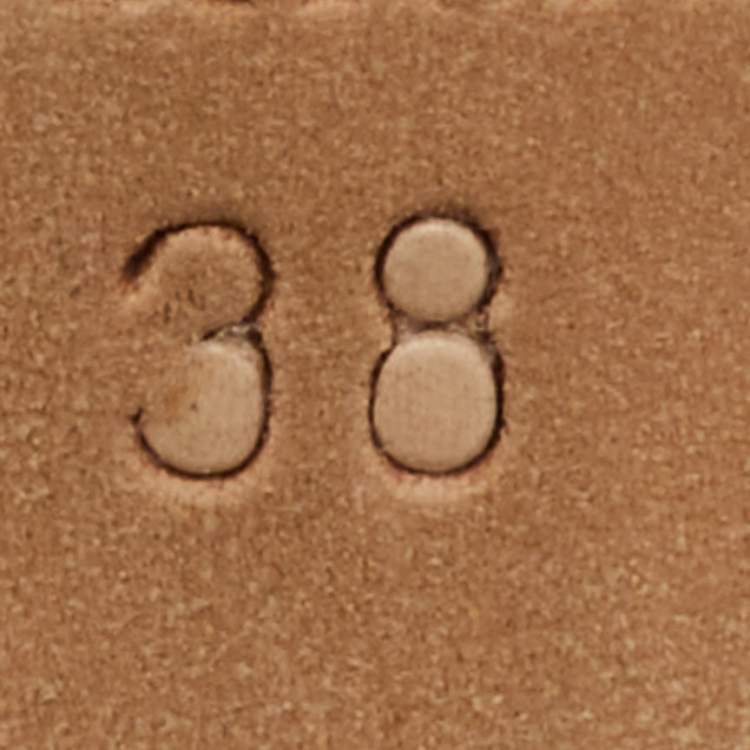 Pre Owned Dolce & Gabbana Brown Leather DG Amore Block Heel Slide Sandals Size 38