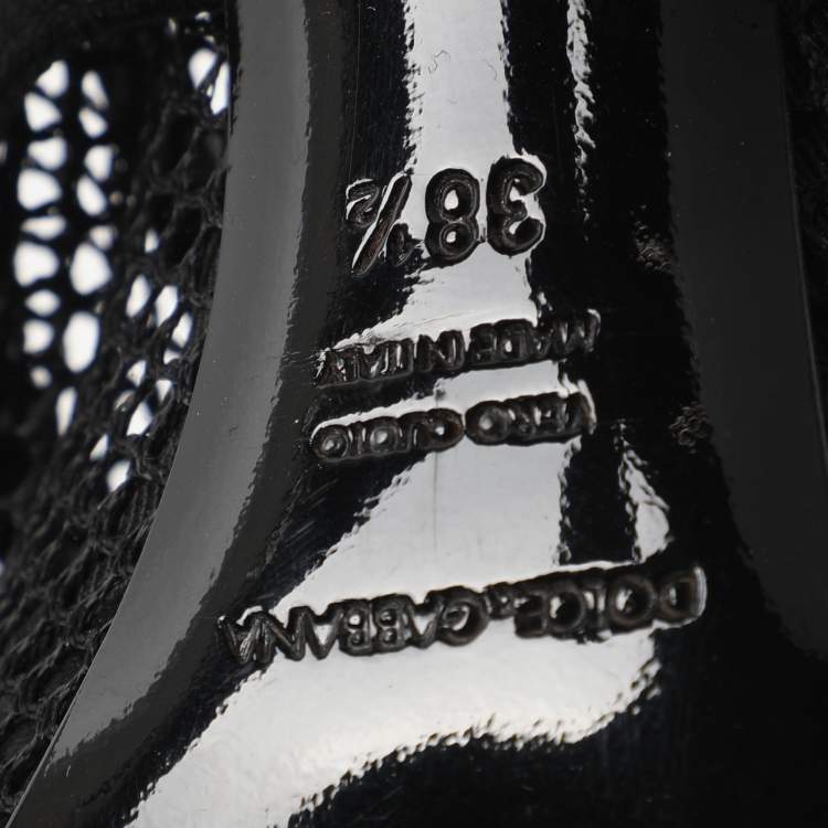 Pre Owned Dolce & Gabbana Black Lace and Mesh Mid Calf Boots Size 38.5