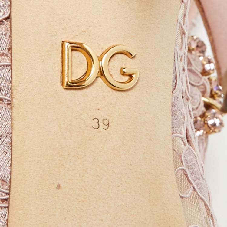 Pre Owned Dolce & Gabbana Lilac Size 39 Pink Lace and Satin Pumps