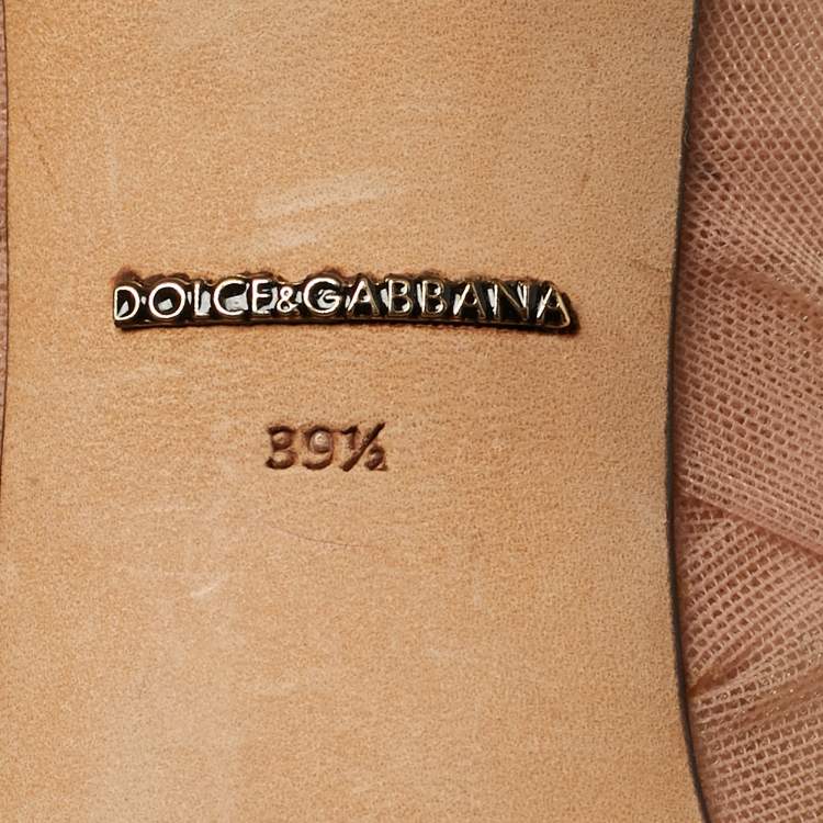 Pre Owned Dolce & Gabbana Size 39.5 Pink Net and Satin Ankle Length Boots