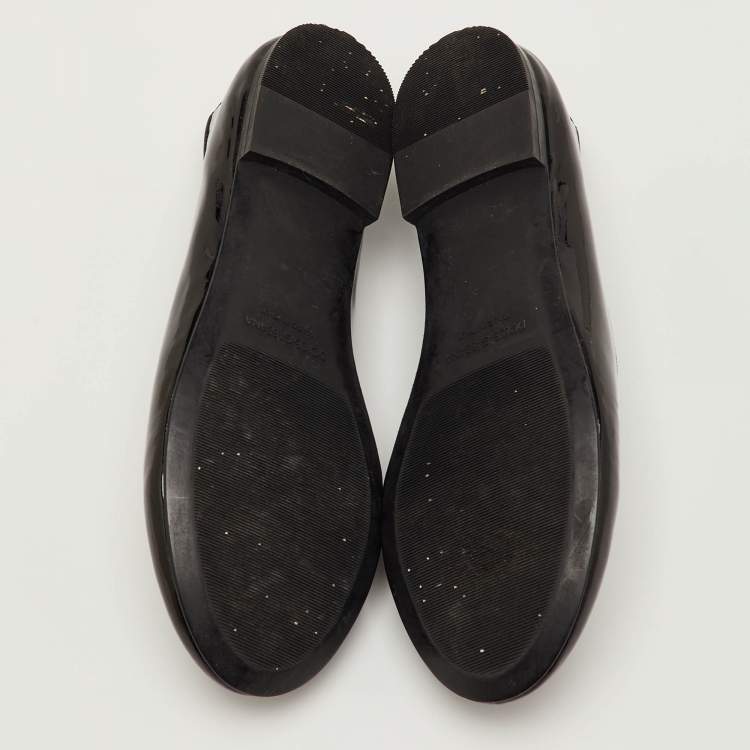 Pre Owned Dolce & Gabbana Bow Size 38 Black Patent Leather Ballet Flats