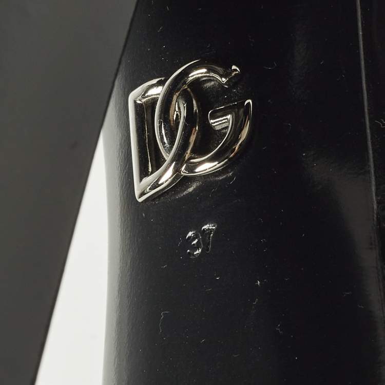 مملوكة مسبقًا حذاء كعب عالي دولتشي أند غابانا مسطح جلد لامع أسود مقاس 37