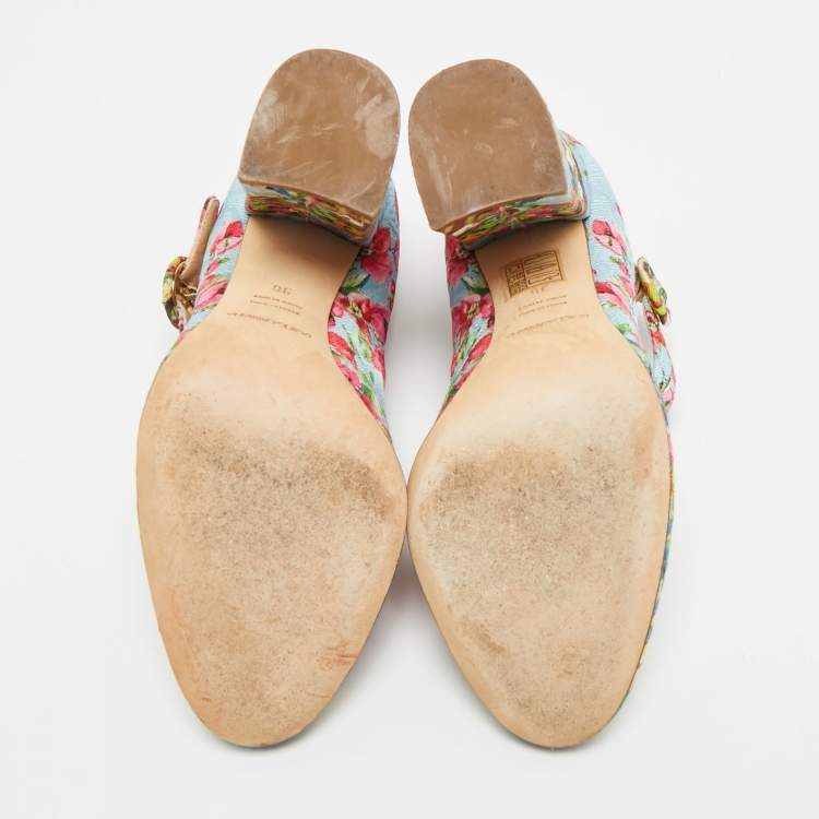 Pre Owned Dolce & Gabbana Size 36 Multicolor Brocade Fabric T Strap Pumps