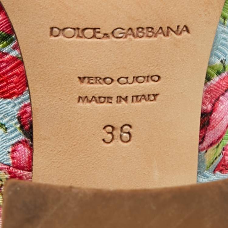 Pre Owned Dolce & Gabbana Size 36 Multicolor Brocade Fabric T Strap Pumps