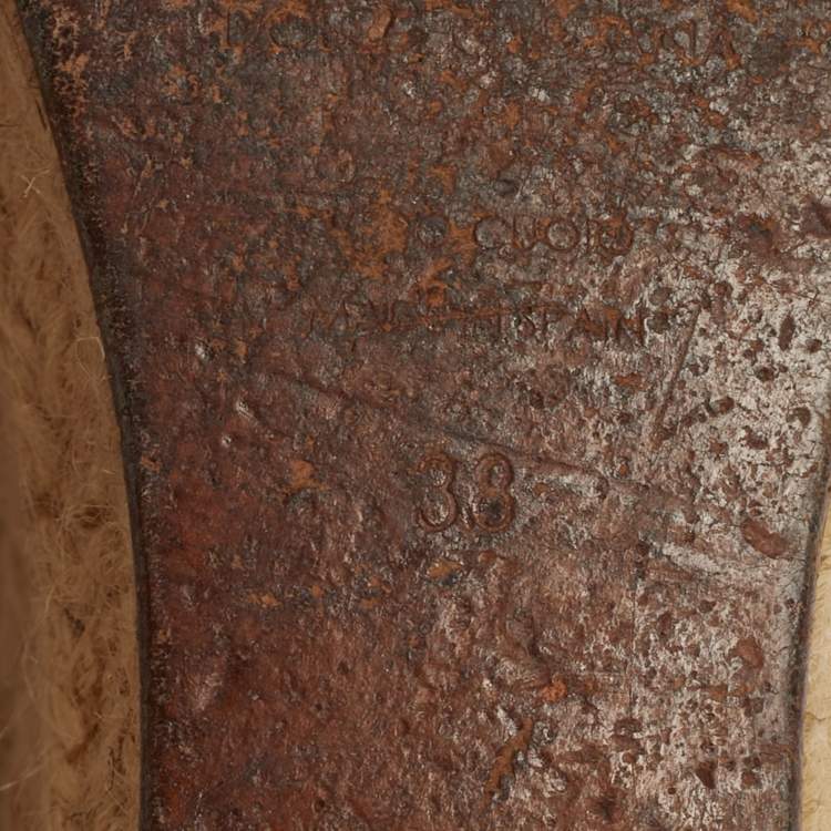 Pre Owned Dolce & Gabbana Size 38 Brown Calf Hair and Leather Wedge Sandals