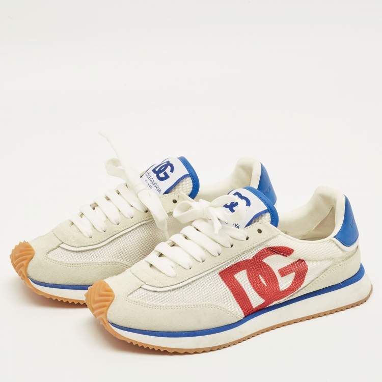Pre Owned Dolce & Gabbana Size 39 Multicolor Mesh and Suede DG Logo Low Top Sneakers