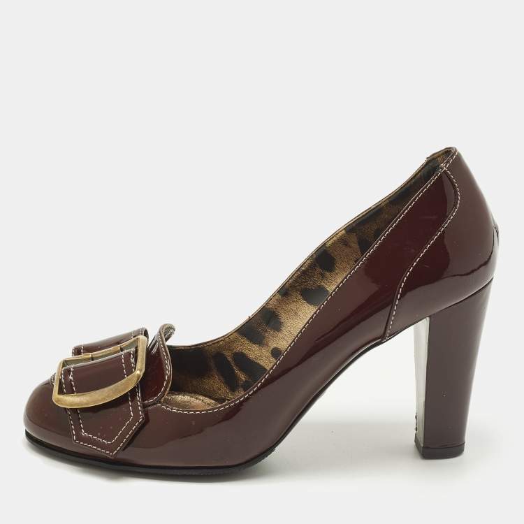 Pre Owned Dolce & Gabbana Size 38 Burgundy Patent Leather Pumps