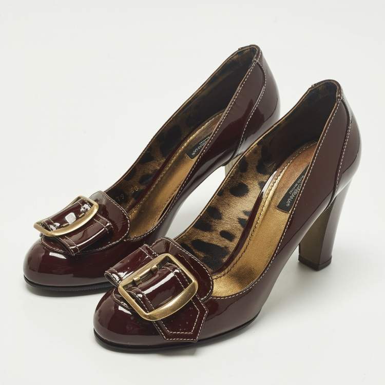 Pre Owned Dolce & Gabbana Size 38 Burgundy Patent Leather Pumps