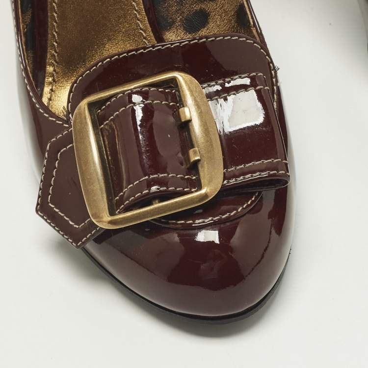 Pre Owned Dolce & Gabbana Size 38 Burgundy Patent Leather Pumps