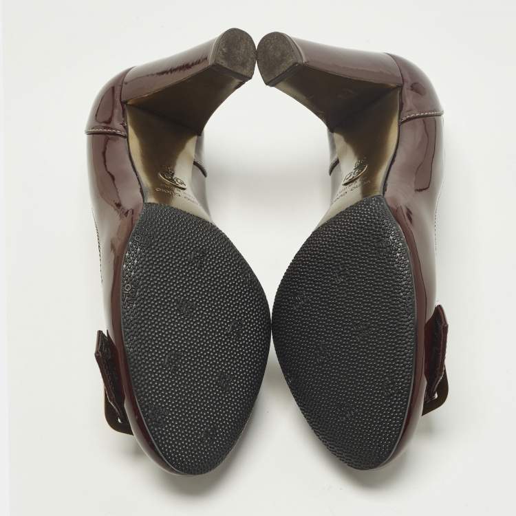 Pre Owned Dolce & Gabbana Size 38 Burgundy Patent Leather Pumps