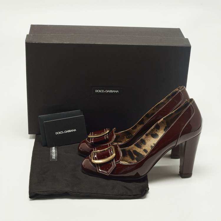 Pre Owned Dolce & Gabbana Size 38 Burgundy Patent Leather Pumps