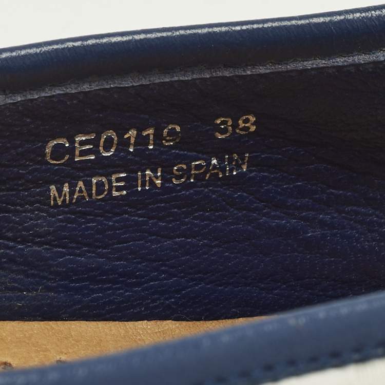 Pre Owned Dolce & Gabbana Majolica Size 38 Blue/White Canvas and Leather Espadrille Loafers