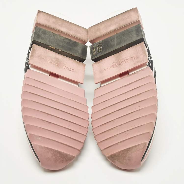 Pre Owned Dolce & Gabbana Sorrento Size 37 Pink Knit Fabric Slip On Sneakers