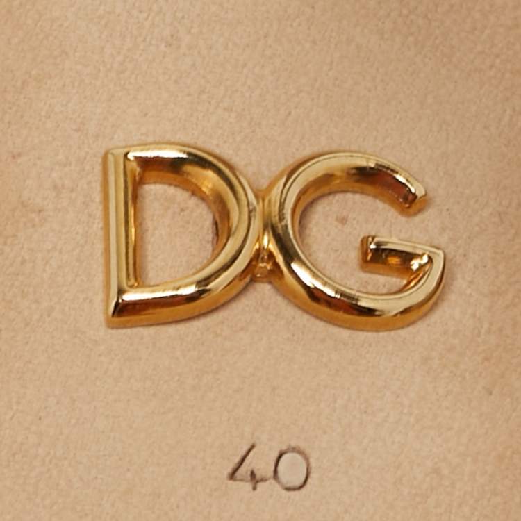 Pre Owned Dolce & Gabbana Size 40 Gold Metallic Lurex Fabric Ankle Strap Sandals