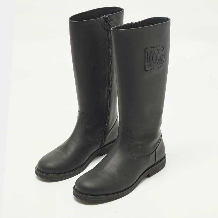 Pre Owned Dolce & Gabbana Size 37 Black Leather Mid Calf Boots