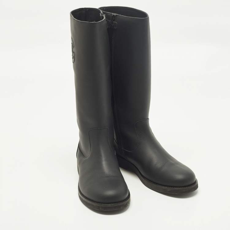 Pre Owned Dolce & Gabbana Size 37 Black Leather Mid Calf Boots