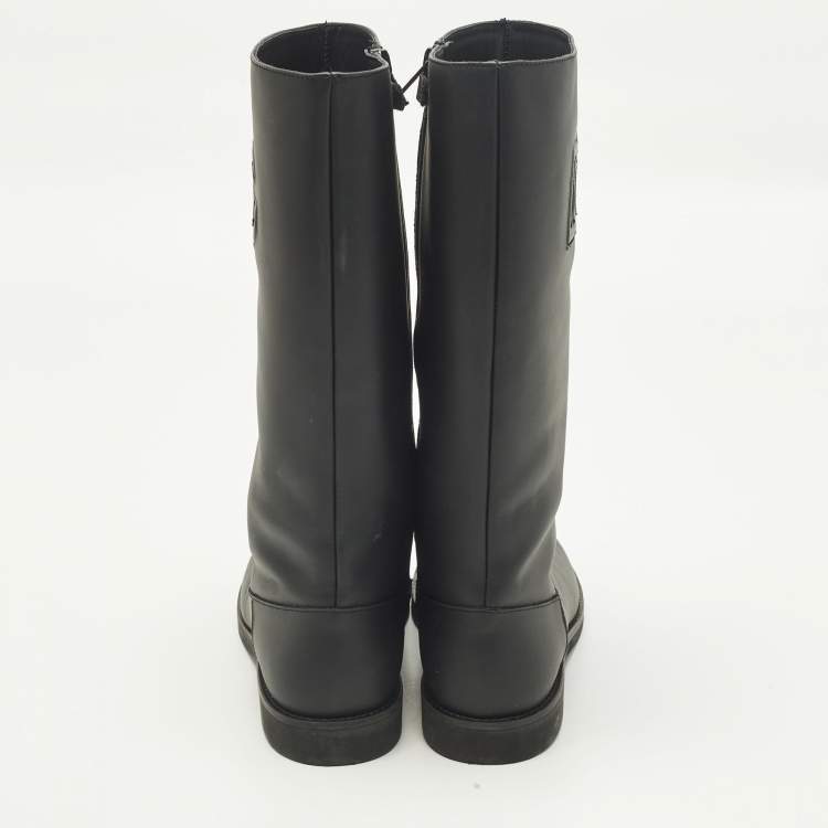 Pre Owned Dolce & Gabbana Size 37 Black Leather Mid Calf Boots
