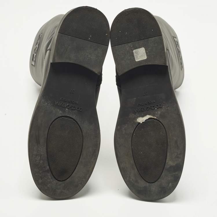 Pre Owned Dolce & Gabbana Size 37 Black Leather Mid Calf Boots