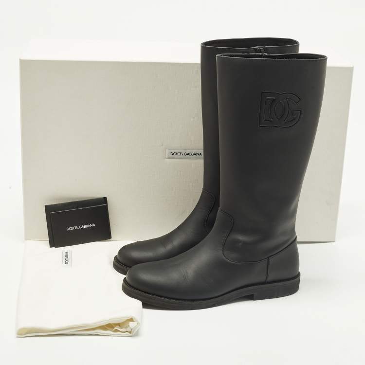 Pre Owned Dolce & Gabbana Size 37 Black Leather Mid Calf Boots