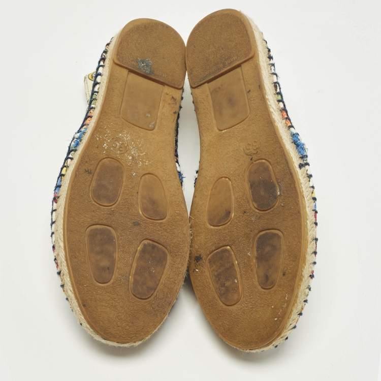 Pre Owned Dolce & Gabbana Majolica Size 35 Multicolor Canvas Espadrille Flats