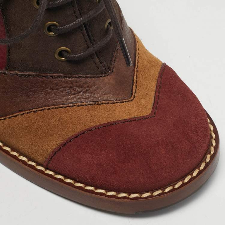 Pre Owned Dolce & Gabbana Size 39 Multicolor Leather and Suede Booties