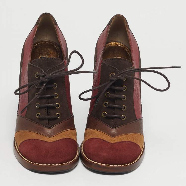 Pre Owned Dolce & Gabbana Size 39 Multicolor Leather and Suede Booties