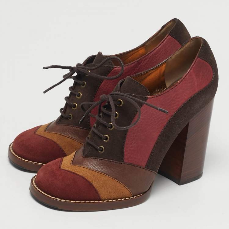 Pre Owned Dolce & Gabbana Size 39 Multicolor Leather and Suede Booties