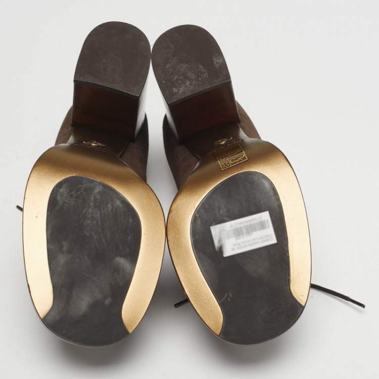 Pre Owned Dolce & Gabbana Size 39 Multicolor Leather and Suede Booties