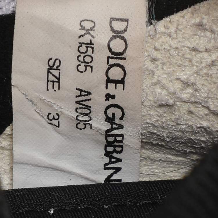 Pre Owned Dolce & Gabbana Black Knit Fabric Sorrento Slip On Sneakers Size 37