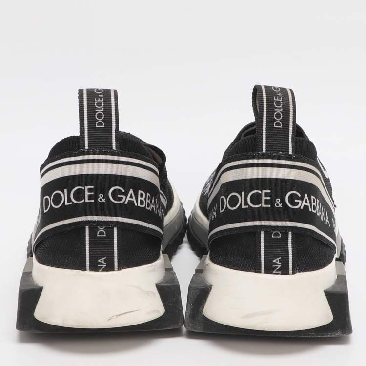 Pre Owned Dolce & Gabbana Black Knit Fabric Sorrento Slip On Sneakers Size 37