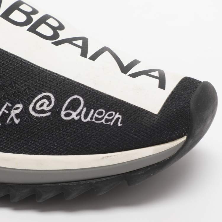 Pre Owned Dolce & Gabbana Black Knit Fabric Sorrento Slip On Sneakers Size 37