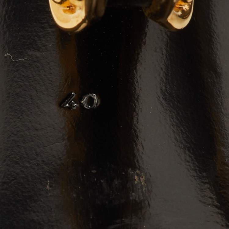 Pre Owned Dolce & Gabbana Keira DG Heel Size 40 Black Leather Ankle Strap Sandals