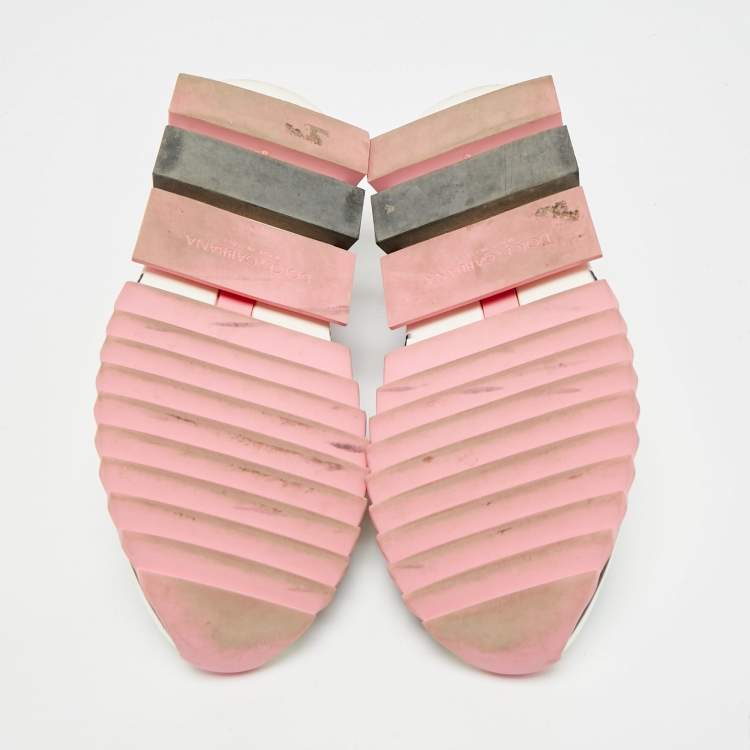 Pre Owned Dolce & Gabbana Sorrento Size 38 Multicolor Knit Fabric Flora Print Slip On Sneakers