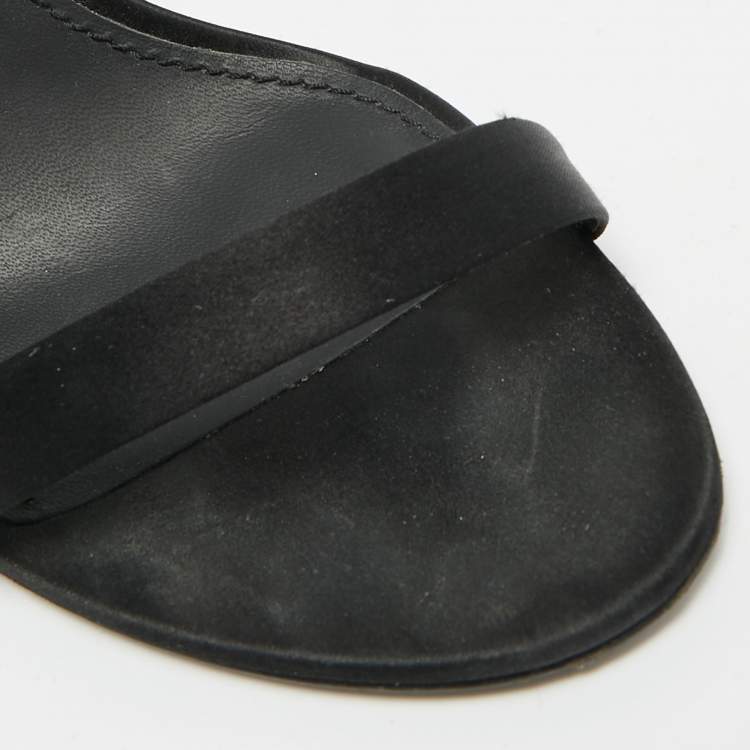 Pre Owned Dolce & Gabbana Keira Size 39 Black Satin Ankle Strap Sandals