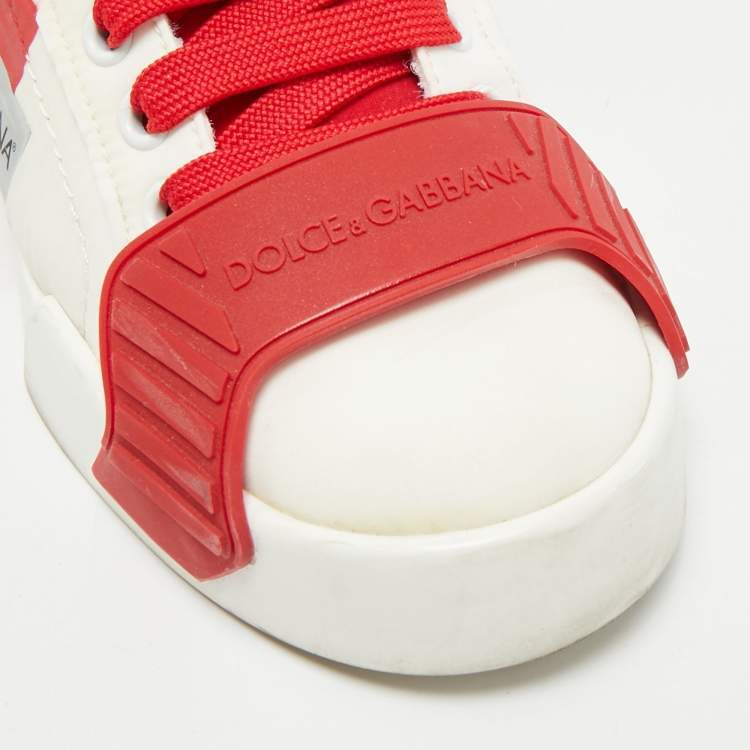 Pre Owned Dolce & Gabbana Size 36 White Nylon and Leather Lace Up Sneakers