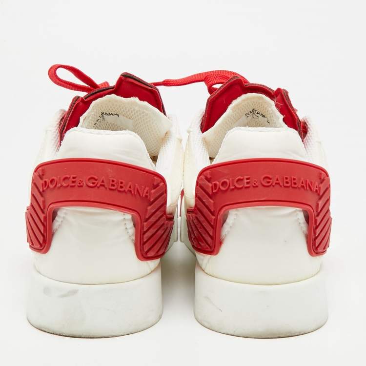 Pre Owned Dolce & Gabbana Size 36 White Nylon and Leather Lace Up Sneakers