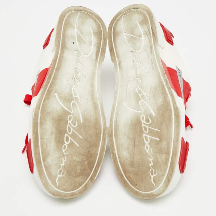 Pre Owned Dolce & Gabbana Size 36 White Nylon and Leather Lace Up Sneakers