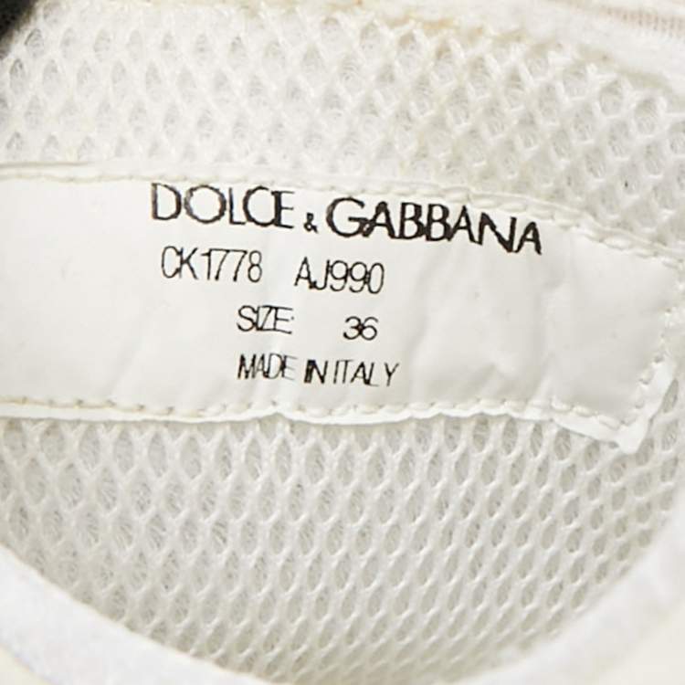 Pre Owned Dolce & Gabbana Size 36 White Nylon and Leather Lace Up Sneakers