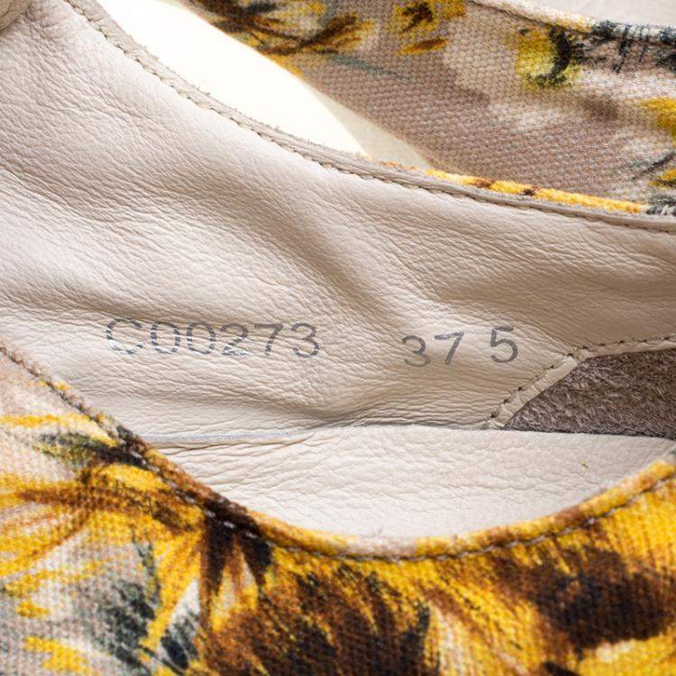 مملوكة مسبقًا Dolce & Gabbana Beige Floral Printed Canvas Low Top Sneakers Size 37.5