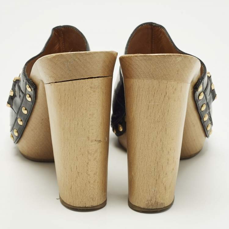 Pre Owned Dolce & Gabbana Size 40 Black Patent Leather Clogs