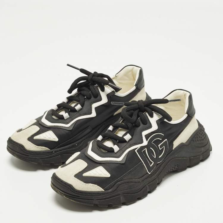 Pre Owned Dolce & Gabbana daymaster Size 37 Black Fabric, Leather and Suede Lace Up Sneakers
