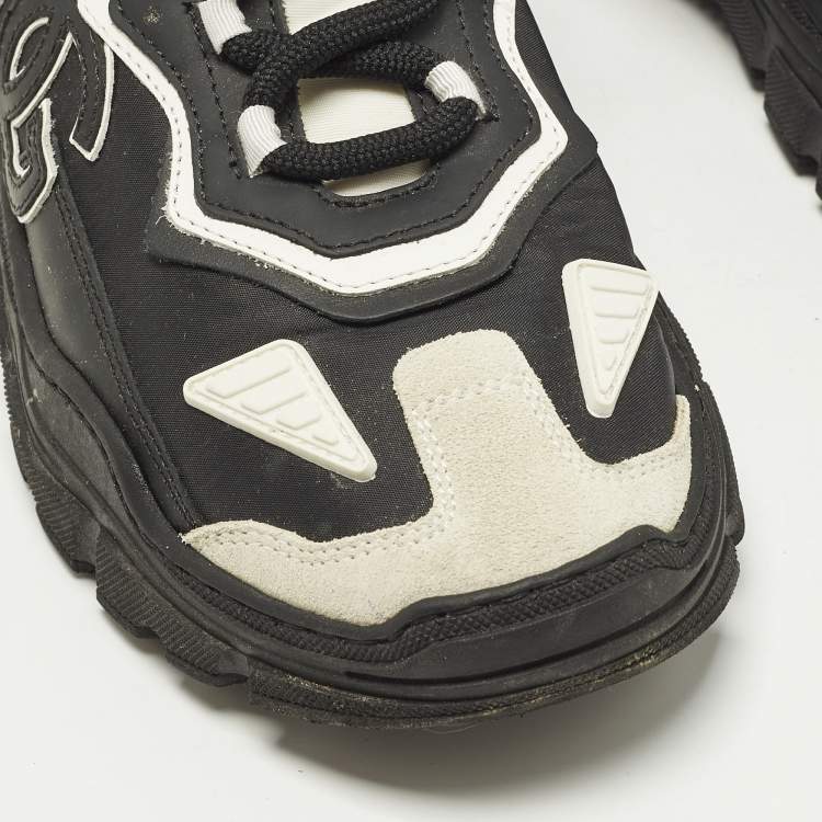 Pre Owned Dolce & Gabbana daymaster Size 37 Black Fabric, Leather and Suede Lace Up Sneakers