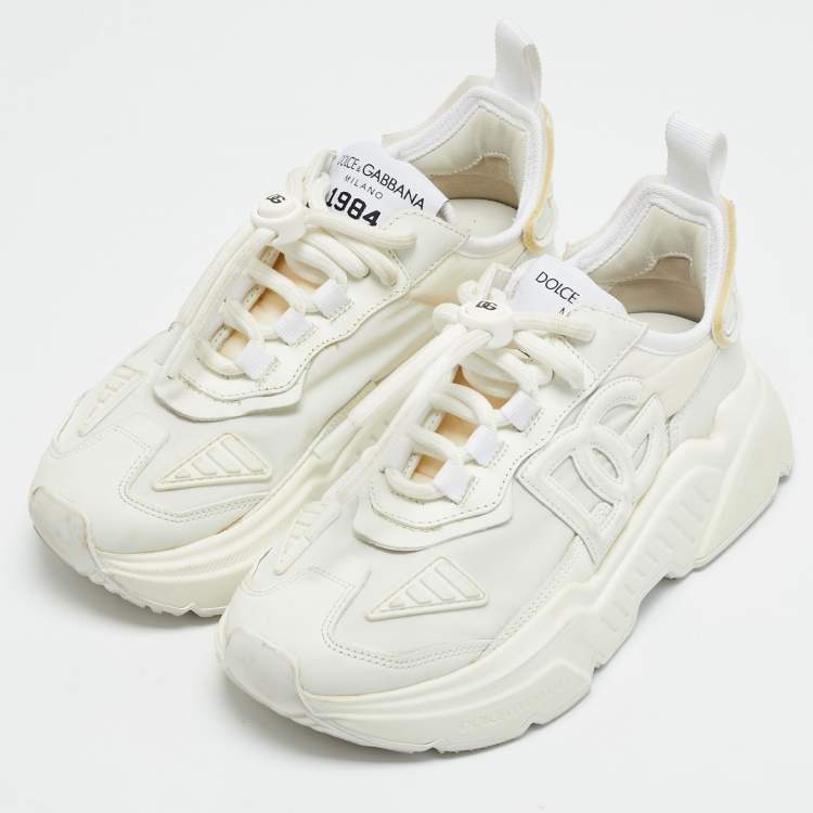 Pre Owned حذاء رياضي دولتشي أند غابانا بورتوفينو برباط شعار الماركة جلد أسود وذهبي مقاس 38.5