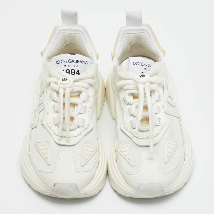 Pre Owned حذاء رياضي دولتشي أند غابانا بورتوفينو برباط شعار الماركة جلد أسود وذهبي مقاس 38.5