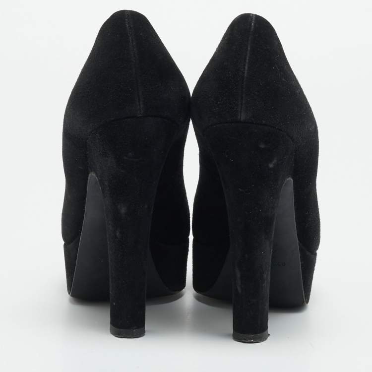 Pre Owned Dolce & Gabbana Size 37 Black Suede Platform Pumps